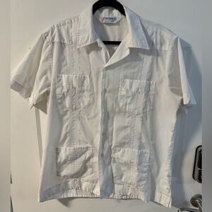 80s Vintage Romani Guayabera Button Up Casual Shirt  Mexican Wedding Cuban Shirt